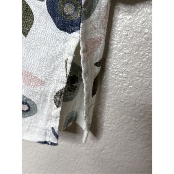 Hot Cotton Marc Ware XL 100% Linen Button Shirt Top White Floral Lagenlook - Picture 4 of 8